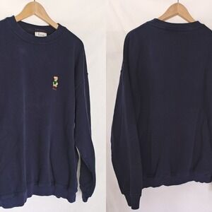 Harrods Knightsbridge Sweatshirt Teddy Bear Pullover Navy‎ Blue XL Vintage